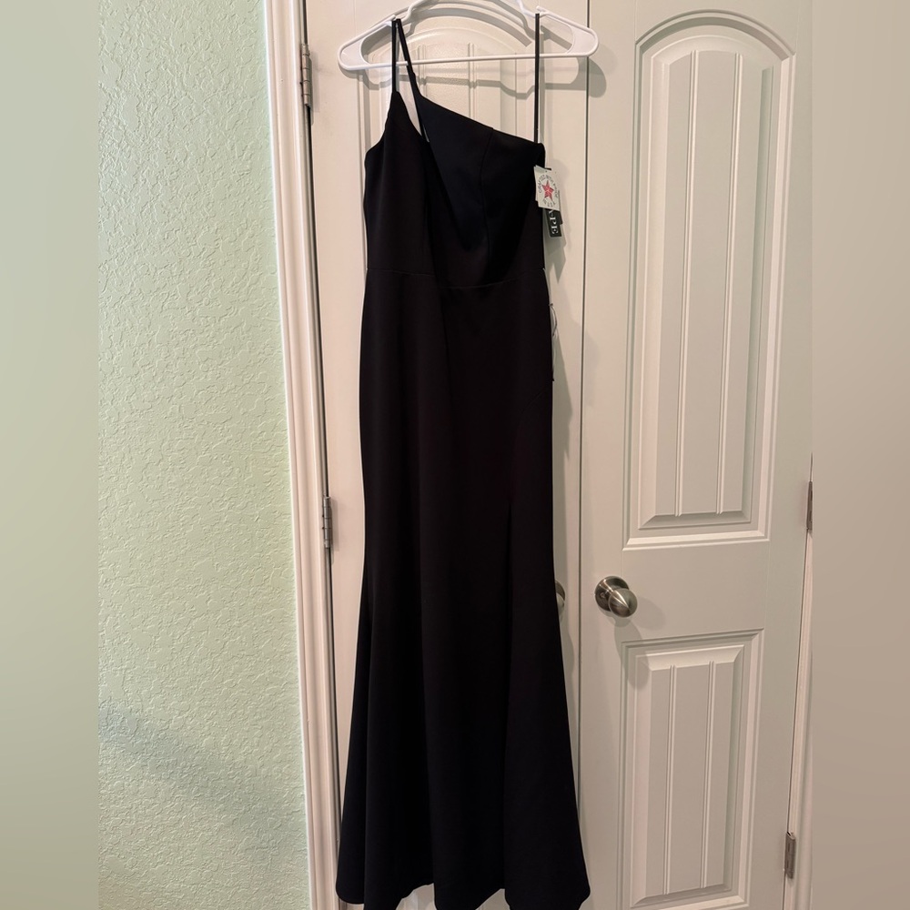 Xscape Black One-Shoulder Evening Gown